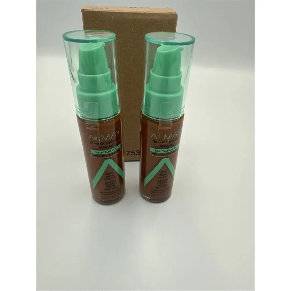 Almay Clear Complexion Makeup Liquid Foundation‎ Rich Cocoa LOT Of 2 Bottles NEW